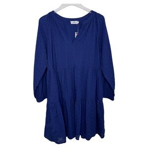Vineyard Vines Women's Clip Dot Long Sleeve Tiered Babydoll Dress Size Large NEW